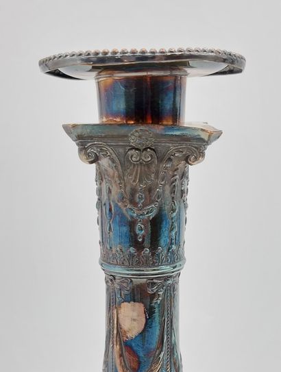 PAIR OF silver-plated CANDLES in the form...
