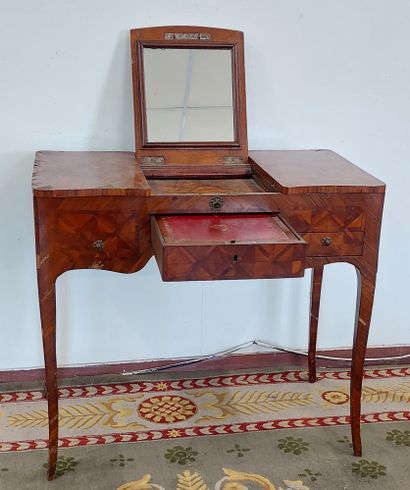 COIFFEUSE in marquetry, two drawers in the...