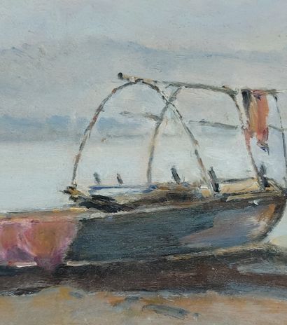 FRENCH SCHOOL
Boat 
Oil on isorel
Signed...