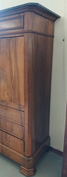 Walnut veneered SECRETARY with four drawers...