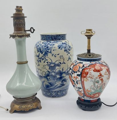 TWO LAMPS 
One Imari, total H: 32 cm
The...