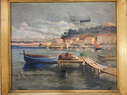 LOT DE CINQ TABLEAUX comprenant :
- Paysage...