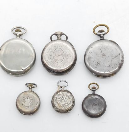LOT DE 6 MONTRES A GOUSSET en argent et ...