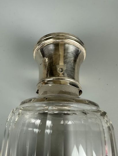 THREE crystal FLACONS, silver stoppers.
A...