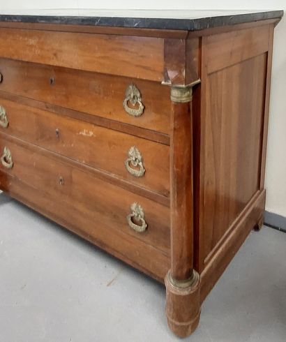 walnut and walnut veneer COMMODE, four drawers,...