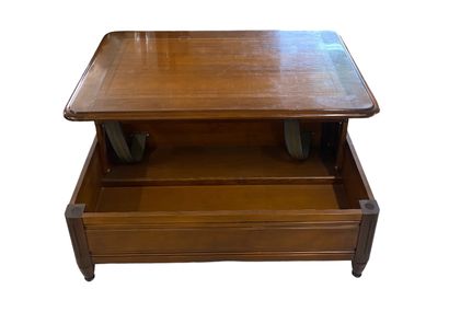 LOW TABLE in cherry wood, removable top revealing...