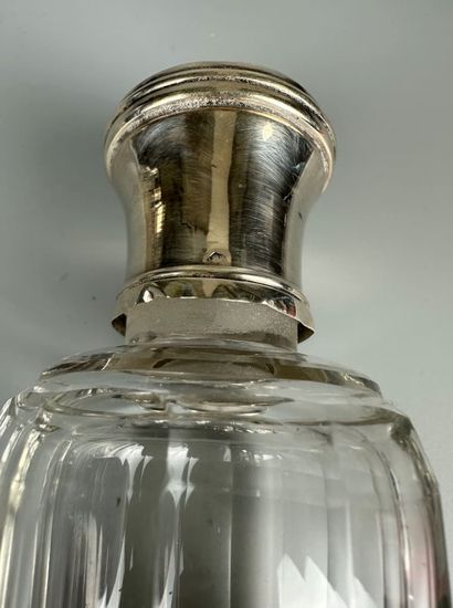 THREE crystal FLACONS, silver stoppers.
A...