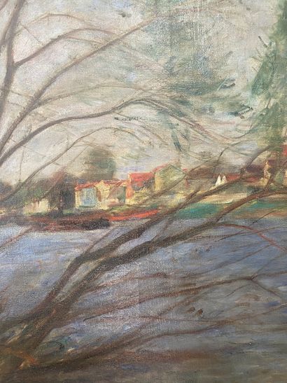 René THOMSEN (1897-1976) 
River bank
Oil...