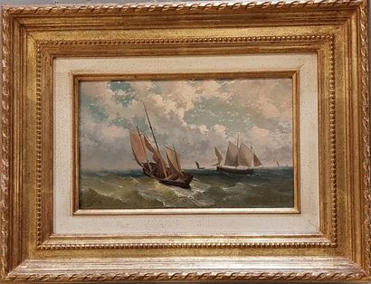 Jules GADEYNE 
Marine 
Huile sur panneau...