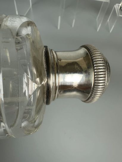 THREE crystal FLACONS, silver stoppers.
A...
