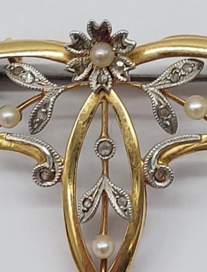 Art Nouveau gold and diamond brooch 
PB :...