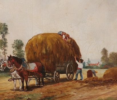 ECOLE DU XIXème siècle 
Retour de la moisson
Huile...
