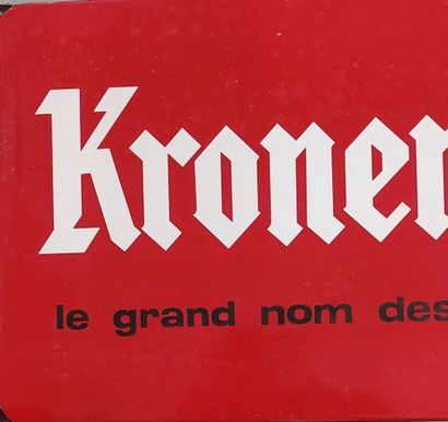 PLAQUE PUBLICITAIRE en tôle émaillée
Kronenbourg...