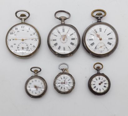 LOT DE 6 MONTRES A GOUSSET en argent et ...