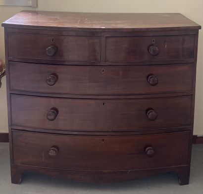 ENGLISH COMMODE in mahogany veneer, five...