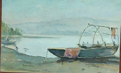 FRENCH SCHOOL
Boat 
Oil on isorel
Signed...