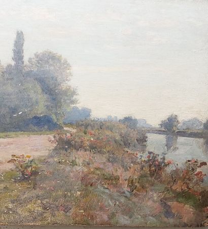 D. MAILLART 
Riverside landscape 
Oil on...