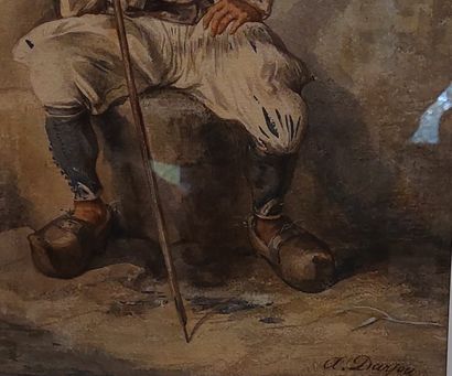 DARJOU
Peasant at rest
Watercolor
37 x 26...