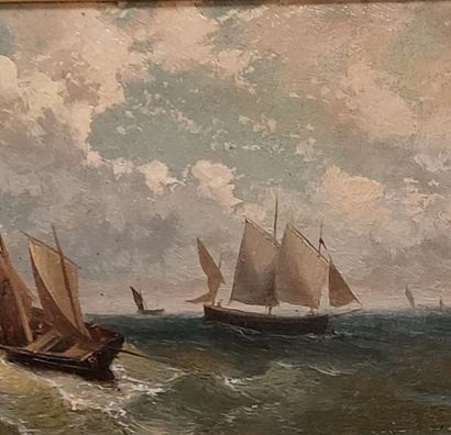 Jules GADEYNE 
Marine 
Huile sur panneau...