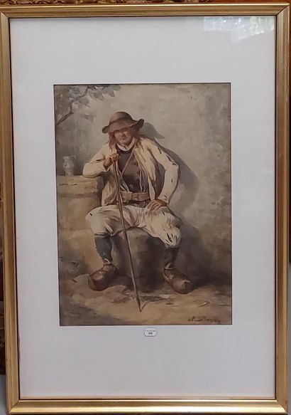 DARJOU
Peasant at rest
Watercolor
37 x 26...