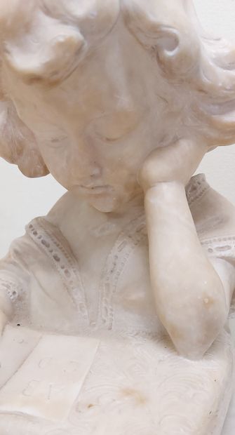 YOUNG GIRL WITH ALPHABET 
Alabaster 
Signature...