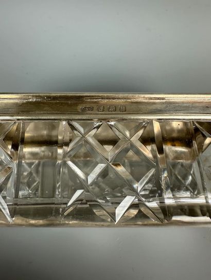 THREE crystal FLACONS, silver stoppers.
A...