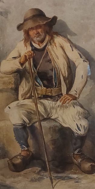 DARJOU
Peasant at rest
Watercolor
37 x 26...
