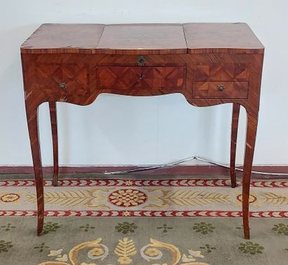 COIFFEUSE in marquetry, two drawers in the...
