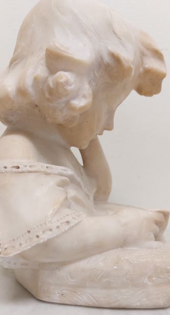 YOUNG GIRL WITH ALPHABET 
Alabaster 
Signature...