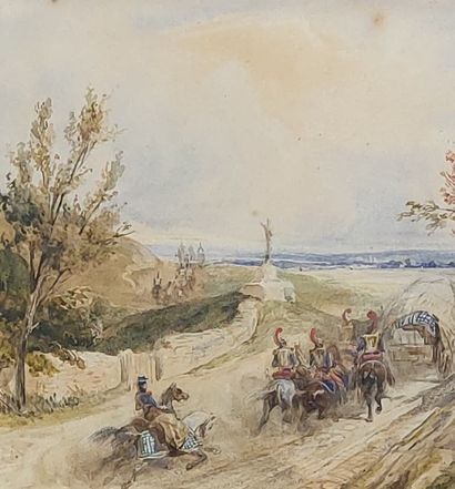FRENCH SCHOOL XIXth century 
The charge 
Watercolor...