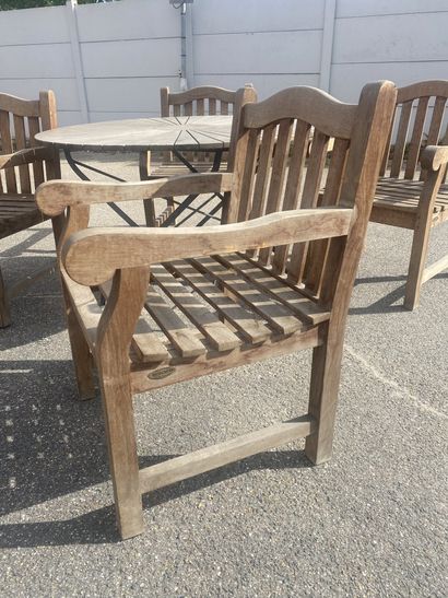 GARDEN FURNITURE including:
- 4 teak armchairs,...