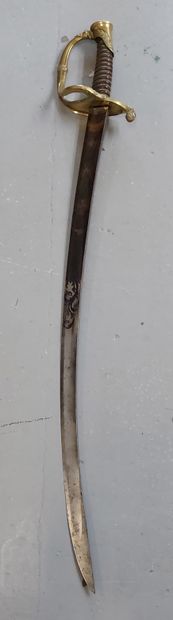 Gilded bronze and horn SABRE handle, blued...
