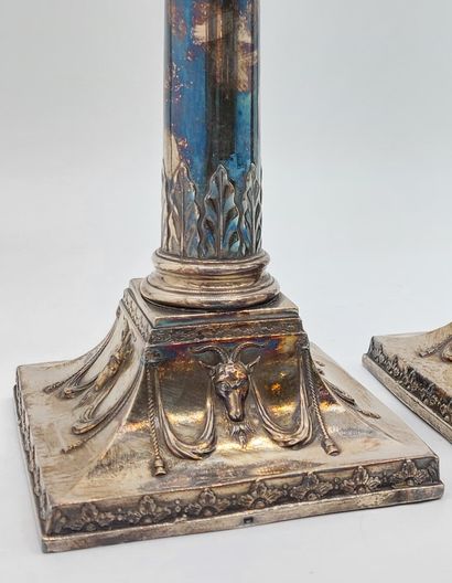PAIR OF silver-plated CANDLES in the form...