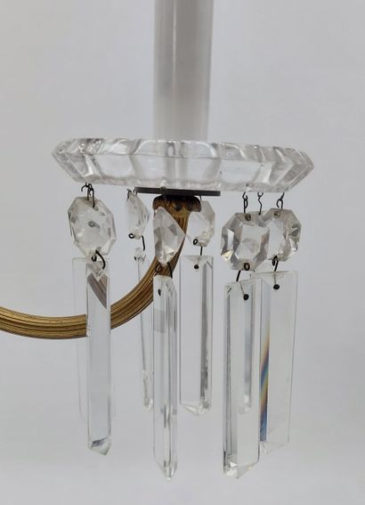 bronze CHANDELIER, Baccarat pendants and...