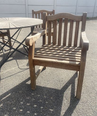 GARDEN FURNITURE including:
- 4 teak armchairs,...
