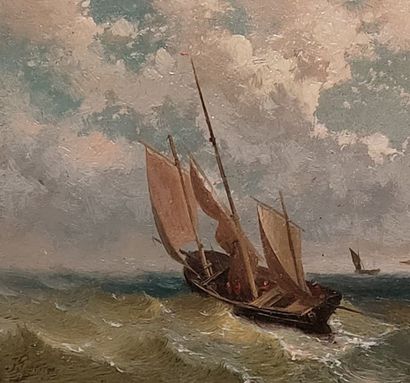 Jules GADEYNE 
Marine 
Huile sur panneau...