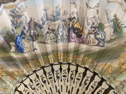 EVENTAIL en os, feuilles lithographiées et...