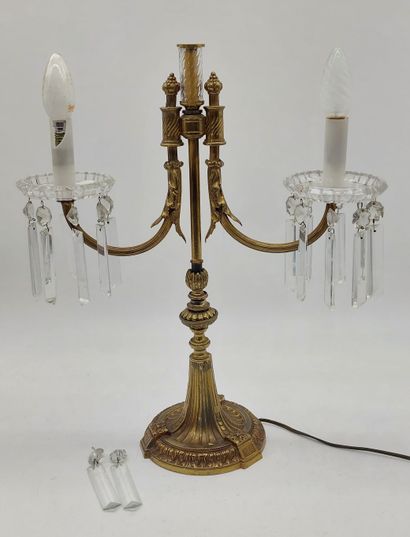 bronze CHANDELIER, Baccarat pendants and...