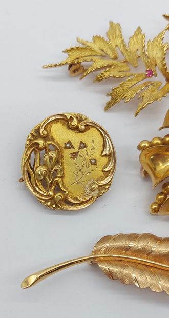 set of gold brooches
- leaf brooch
- floral...