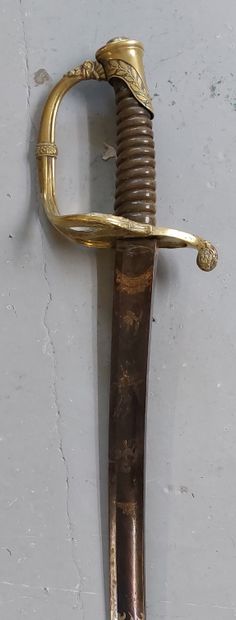 Gilded bronze and horn SABRE handle, blued...
