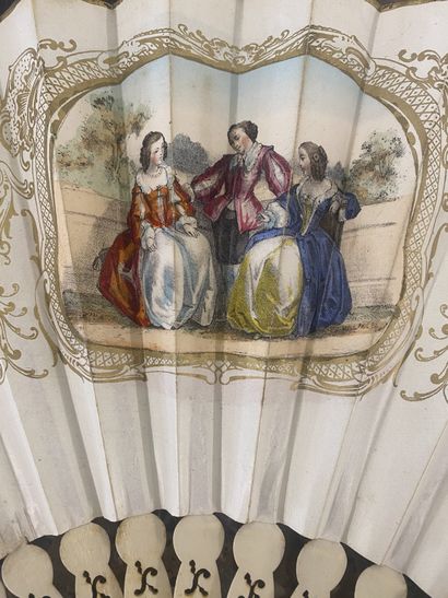 EVENTAIL en os, feuilles lithographiées et...