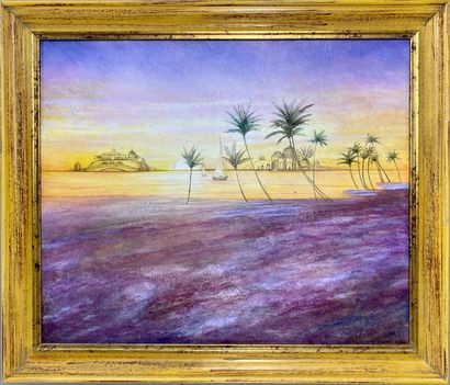 LOT DE CINQ TABLEAUX comprenant :
- Paysage...