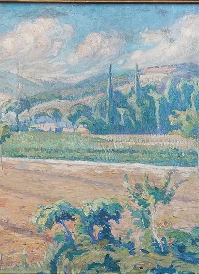 20th century FRENCH SCHOOL
Mountain landscape
Oil...
