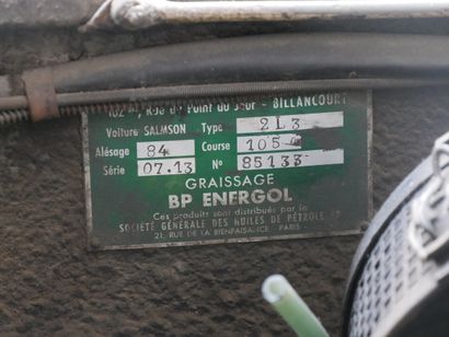 Salmson 2300 S 1954
Chassis n° 85133
Moteur...