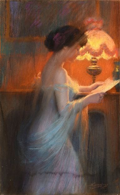 Delphin ENJOLRAS (FRANCE/ 1865-1945)
La lecture
Pastel...