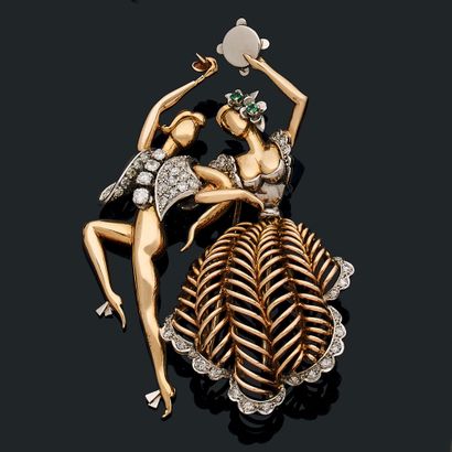 BROCHE
présentant un couple de danseurs orné...