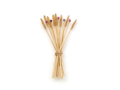 BROCHE 
présentant un bouquet de blé orné...