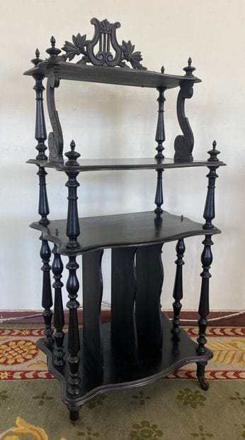 MUSIC FURNITURE in carved blackened wood,...