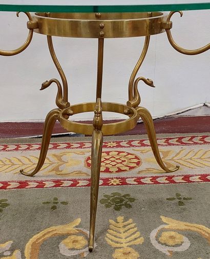 LOW TABLE bronze base decorated with swan...