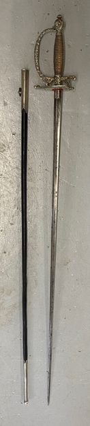 Court sword, silver handle, leather scabbard...
